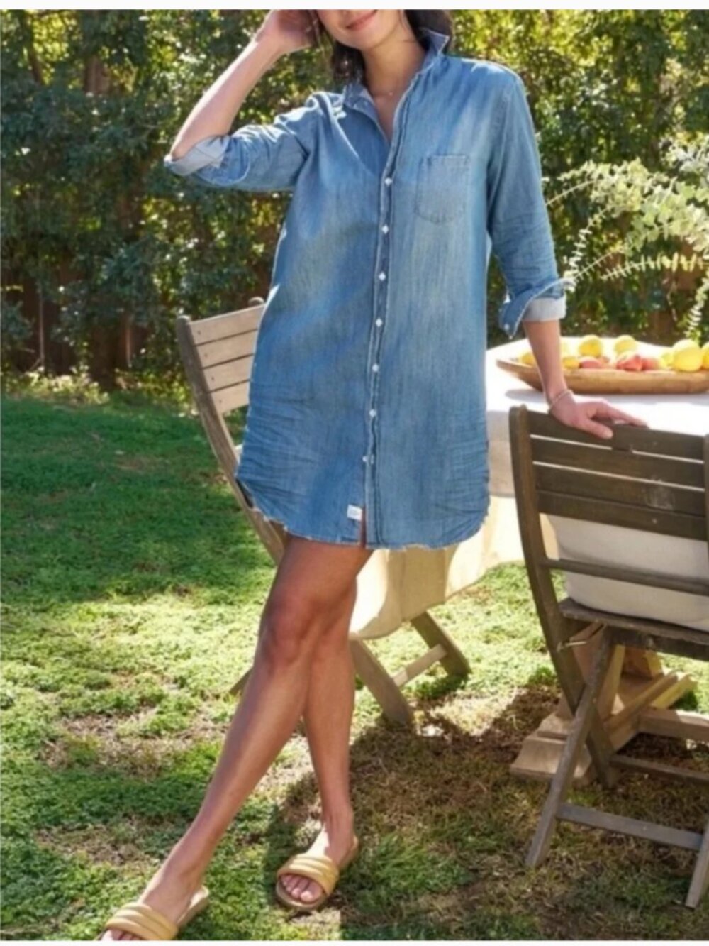 Frank & Eileen Mary Denim Classic Button Down Shirt Dress XXS Chambray Blue - Picture 2 of 13